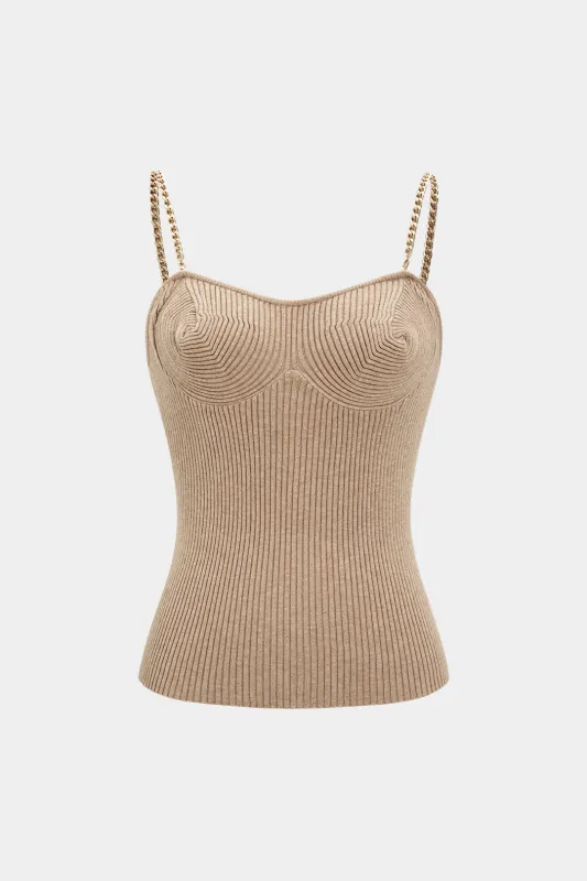 Knit Metallic Chain Cami Top sold by Micas