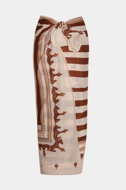 Stripes Print Chiffon Tie Front Skirt sold by Micas