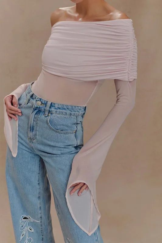 Ruched Off Shoulder Long-Sleeve Shirt sold by Micas