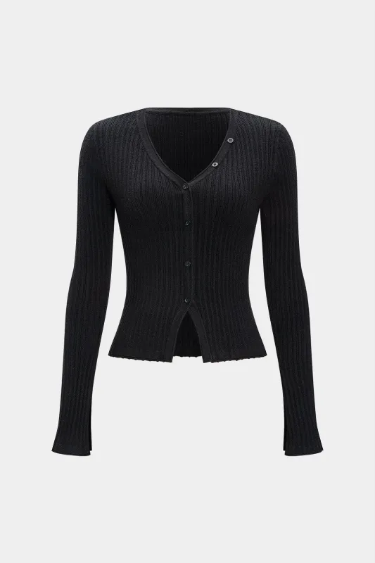 Knit Button Long-Sleeve Top sold by Micas