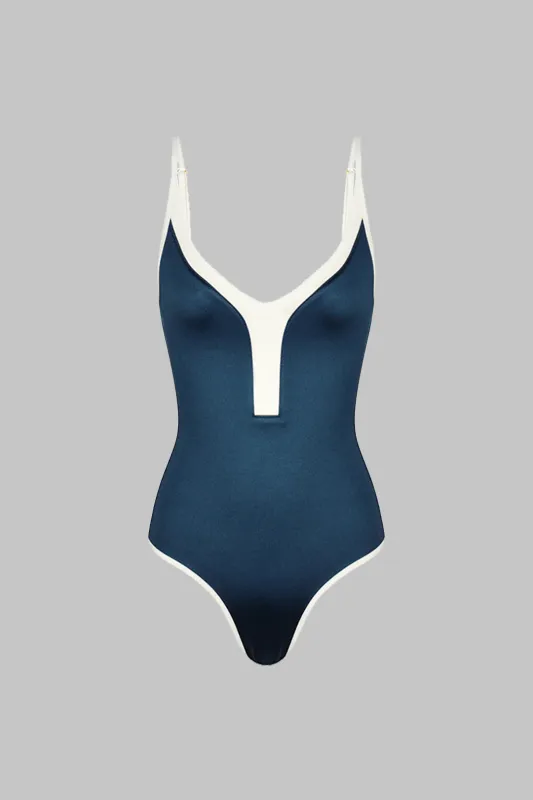 V-Neck Contrast Slip Sleeveless Bodysuit sold by Micas