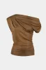 Ruched Asymmetrical Shoulder Bodycon T-Shirt sold by Micas