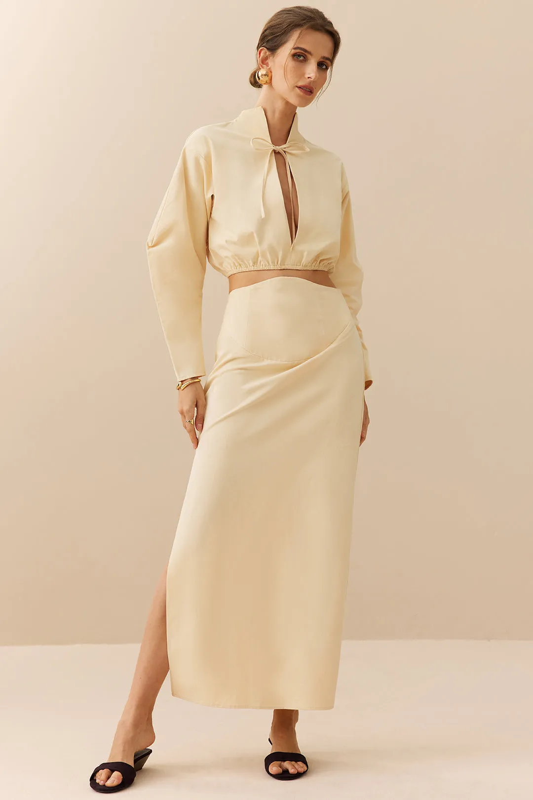 V-Neck Tie-Up Long-Sleeve Shirt sold by Micas product image thumbnail 3