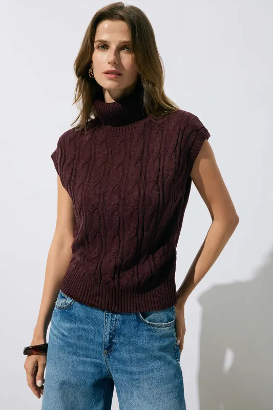 Knit Ribbed High Collar Tank Top sold by Micas
