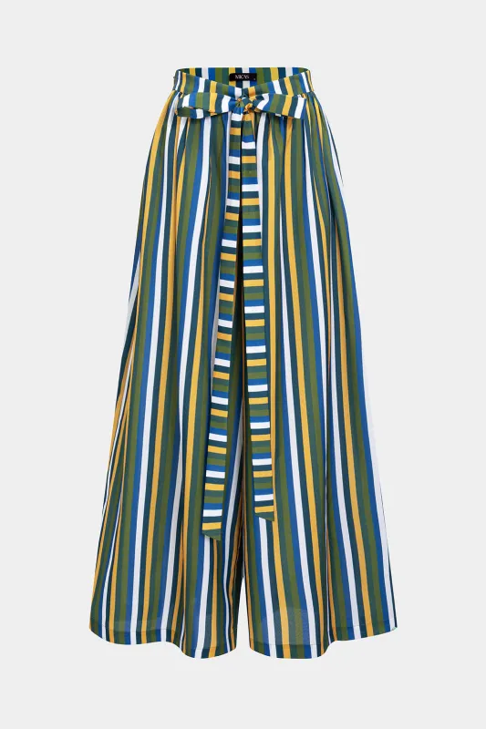 Kontrast Stripe Print Ruched Tie Front Turusers sold by Micas