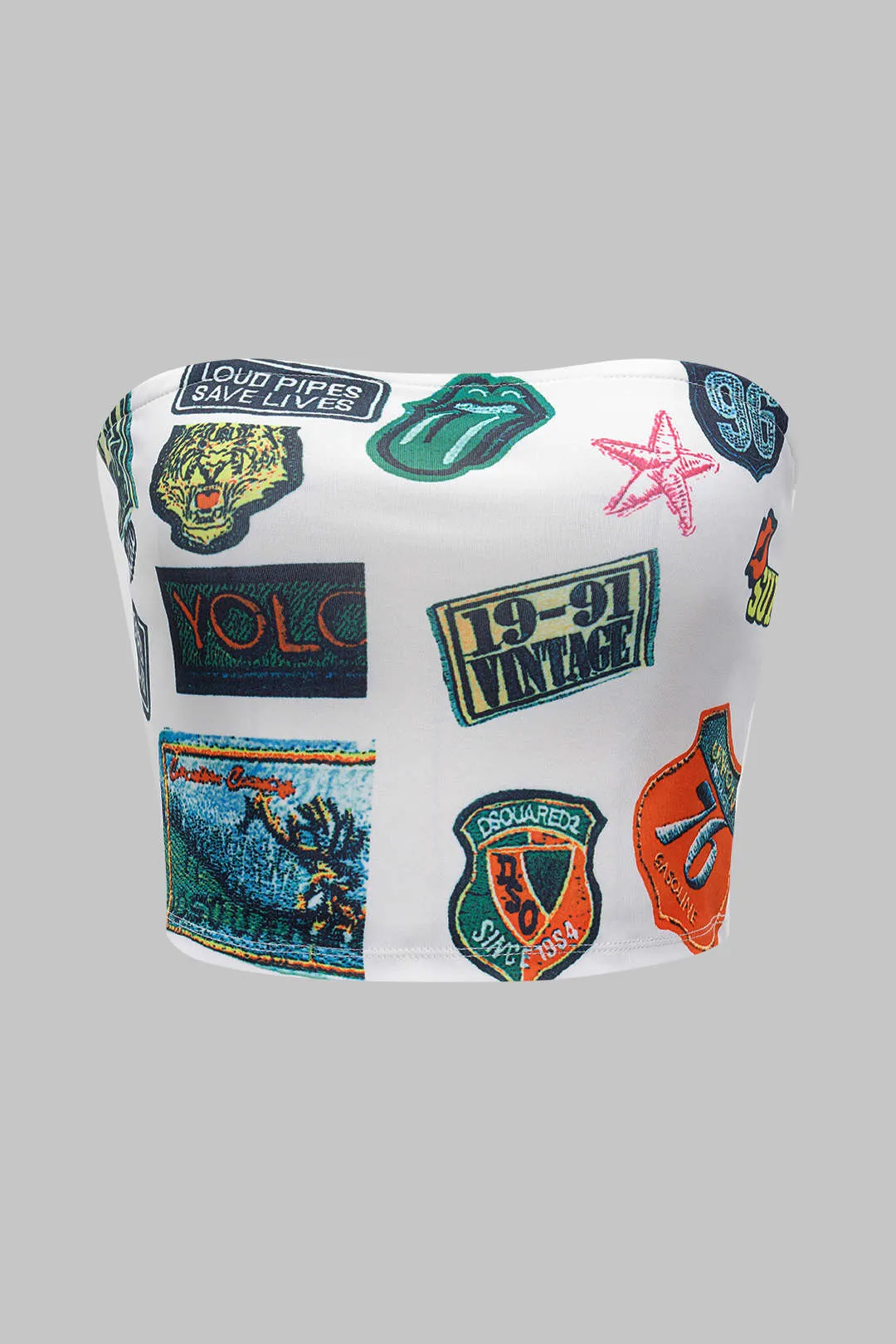 Retro Print Tube Top og High Waist Shorts indstillet sold by Micas product image thumbnail 3