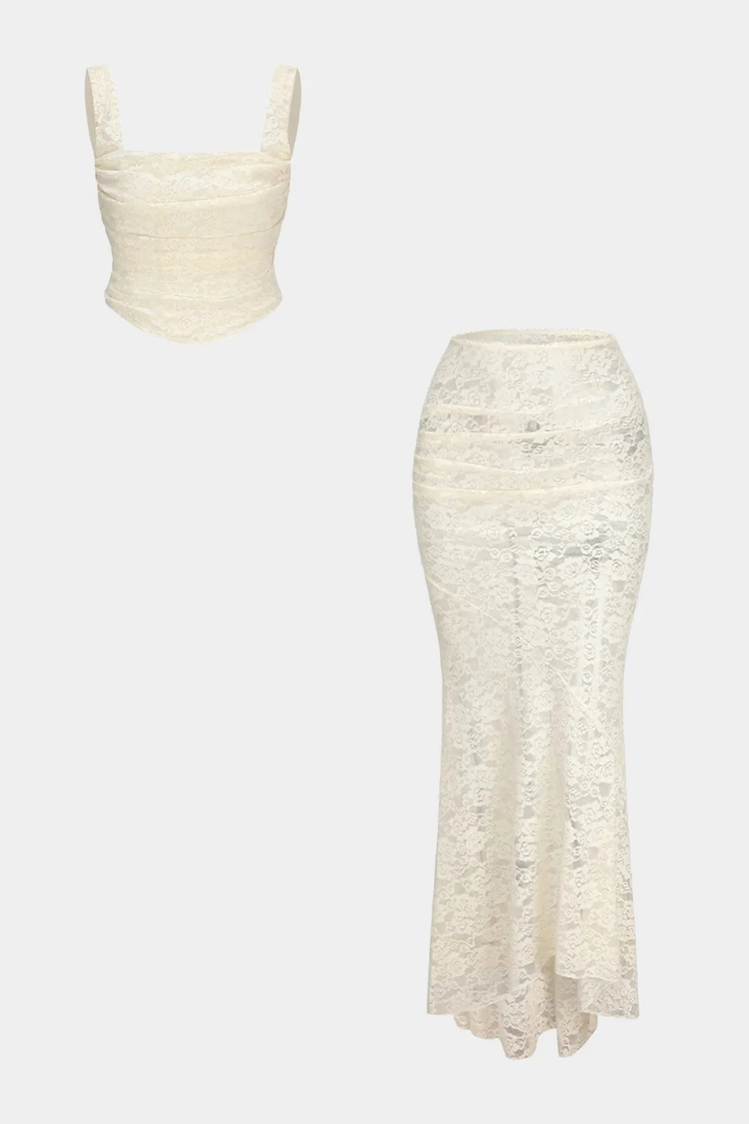 Ruched Cut Out Cami Top And Irregular Hem Skirt Set sold by Micas