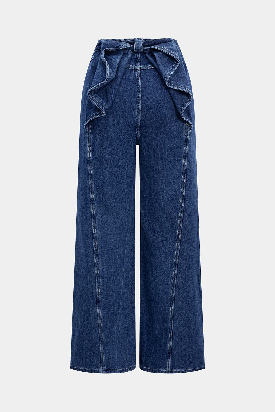 Denim Bow Zipper Wide Leg Jeans sold by Micas product image thumbnail 2