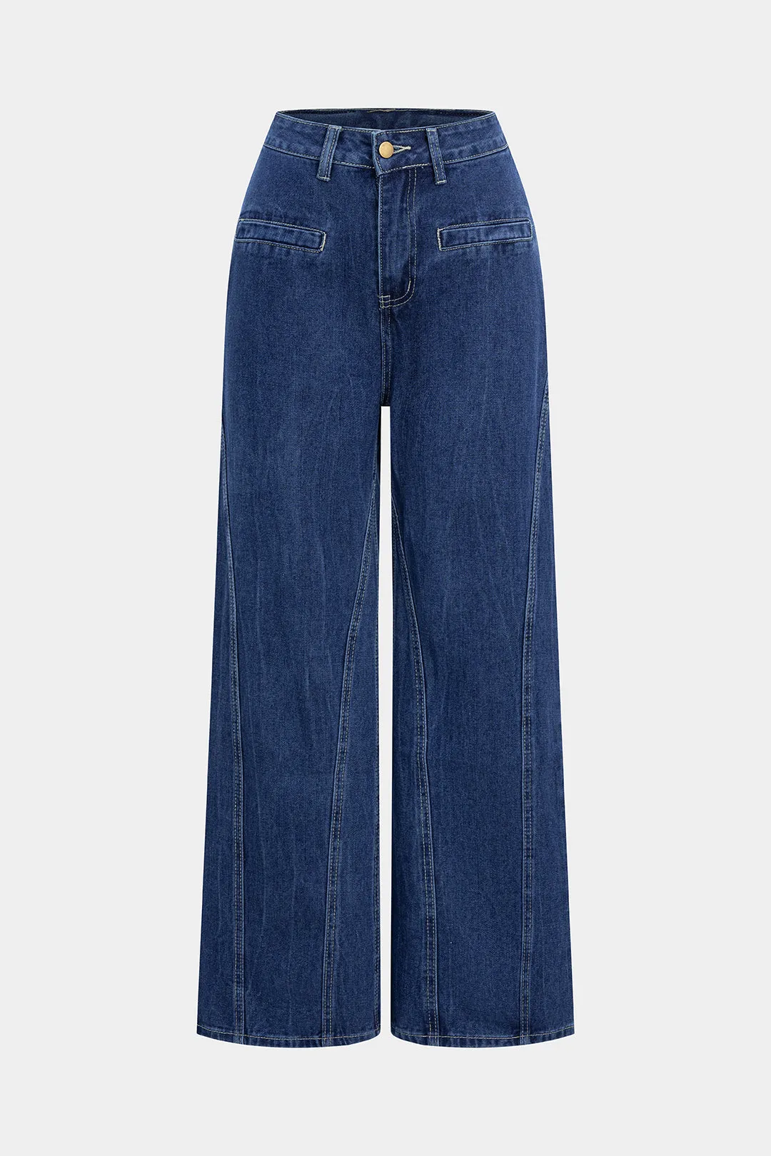 Denim Bow Zipper Wide Leg Jeans sold by Micas