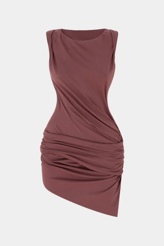 Ruched Twist Knot Sleeveless Mini Dress sold by Micas