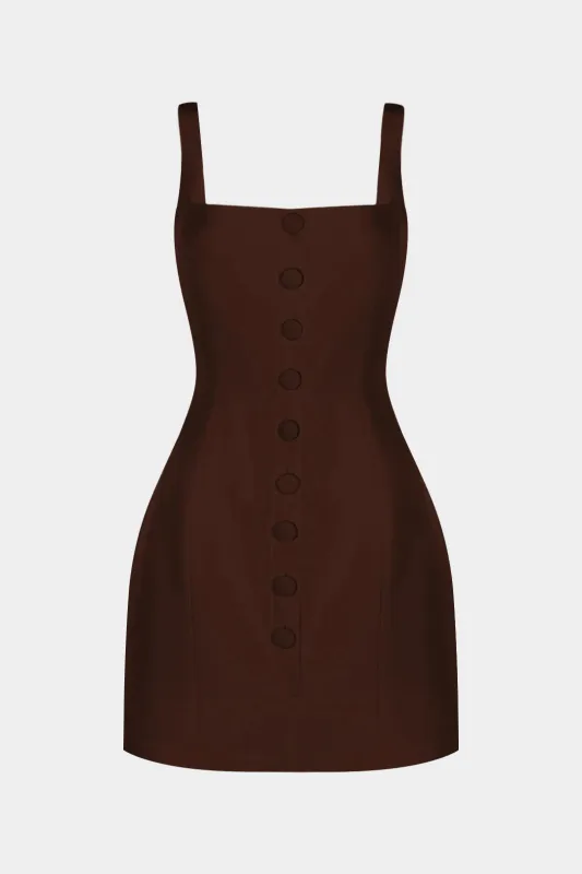 Square Neck Button Detail Sleeveless Mini Dress sold by Micas