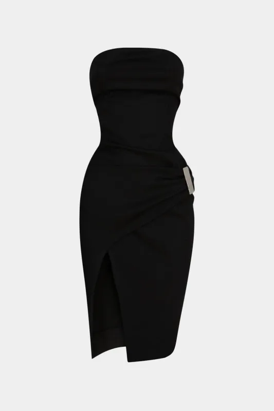 Ruched Side Slit Strapless Sleeveless Mini Dress sold by Micas