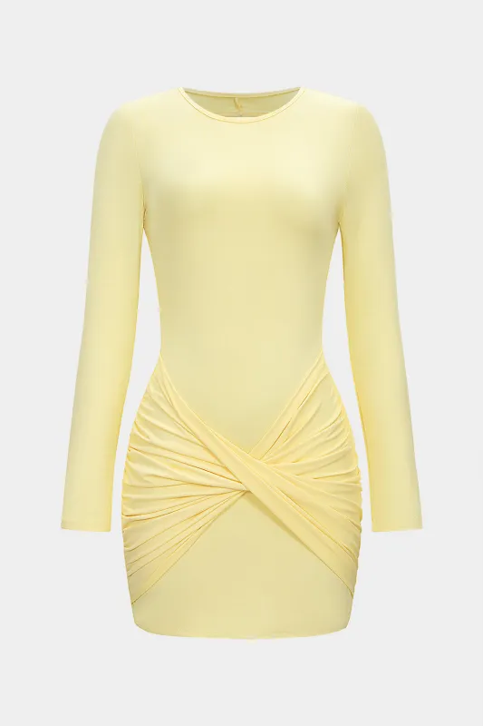 Backless Twist Knot Long Sleeve Mini Dress sold by Micas