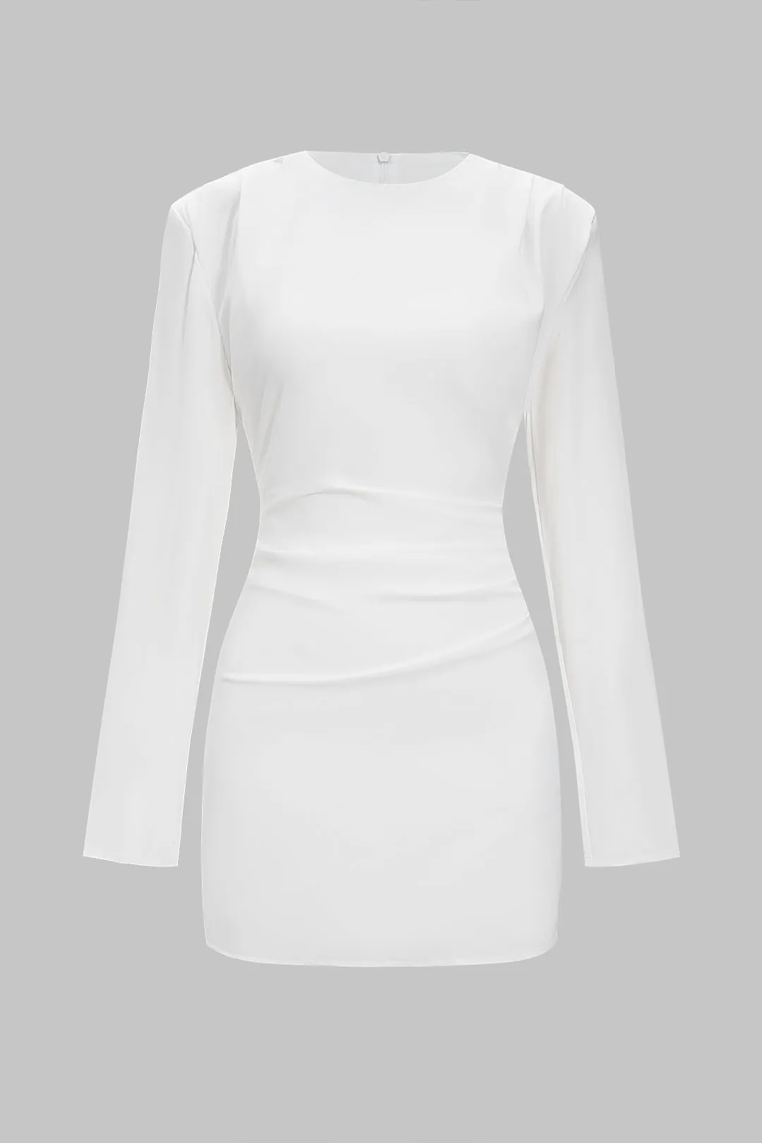 Pleated High Waist Shoulder Pads Long Sleeve Mini Dress sold by Micas