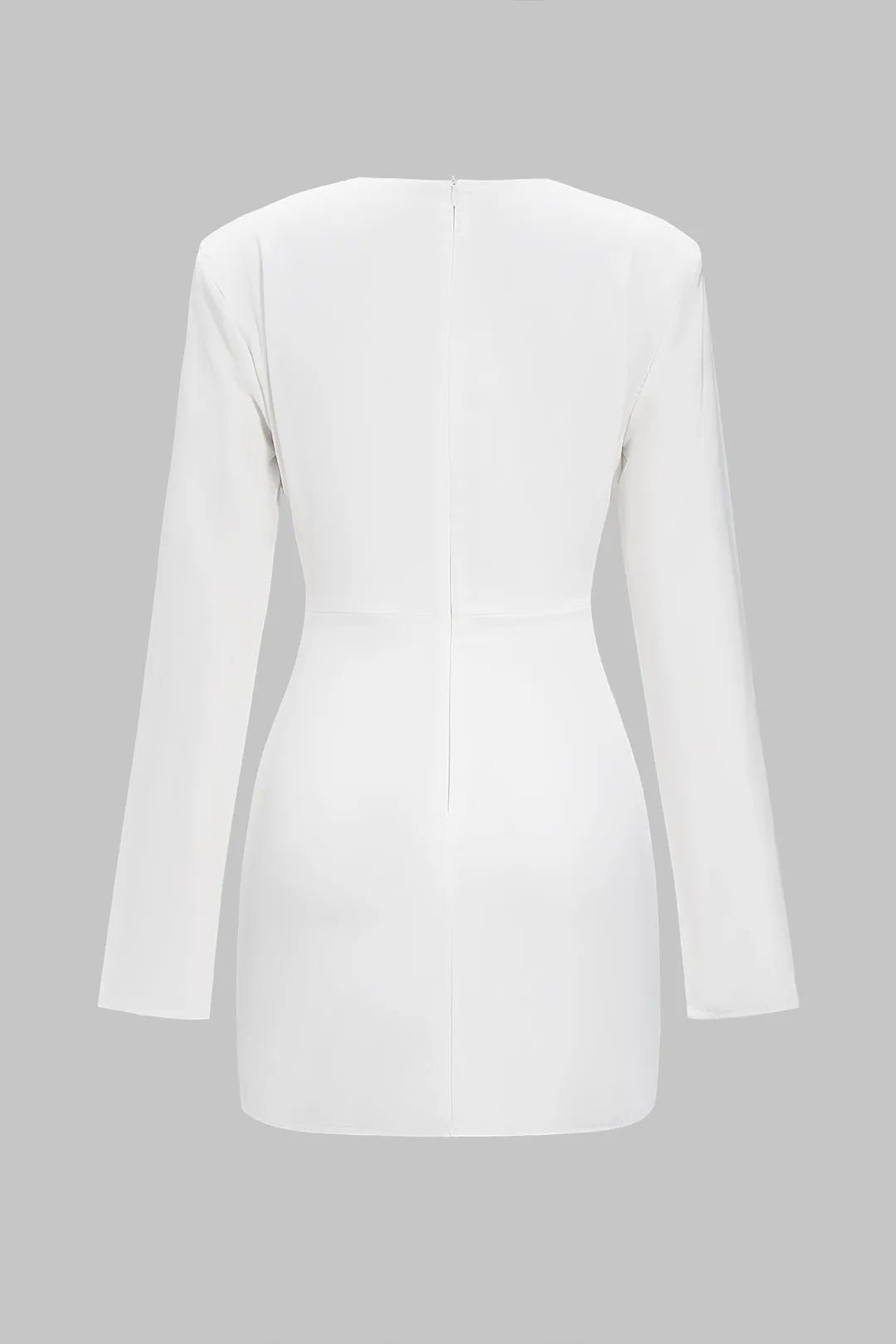 Pleated High Waist Shoulder Pads Long Sleeve Mini Dress sold by Micas product image thumbnail 2