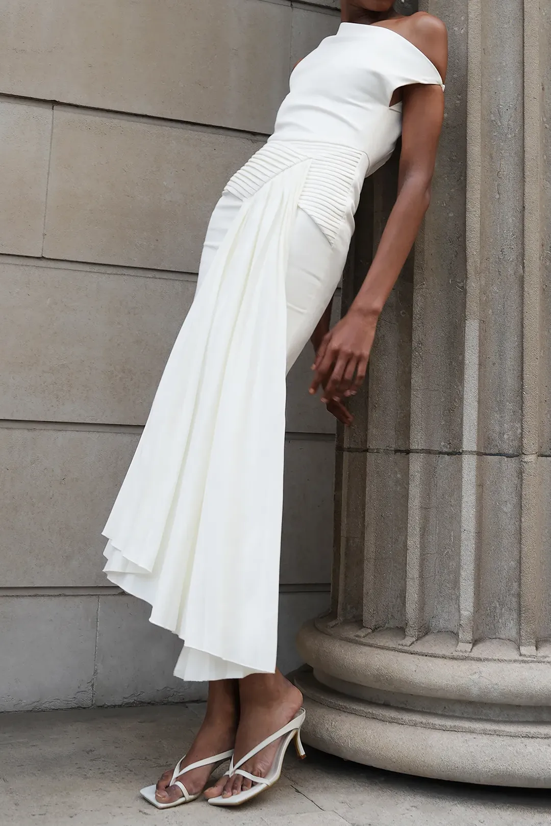 Asymmetrical Shoulder Ruched Maxi Dress sold by Micas product image thumbnail 2