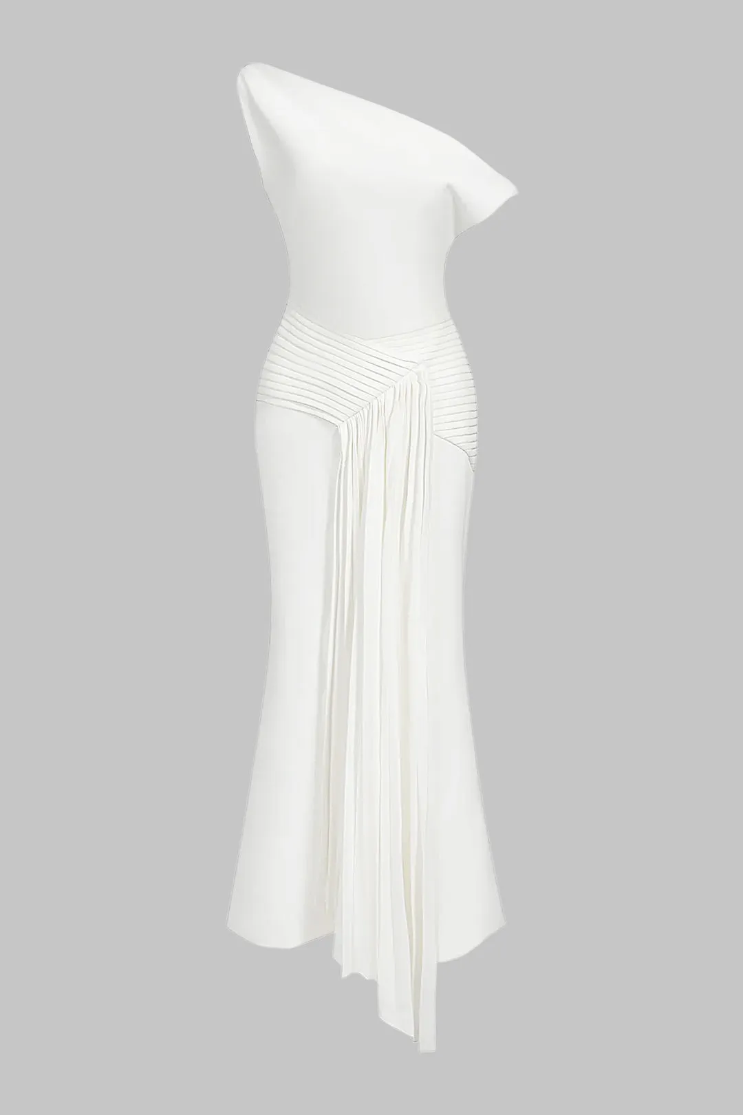 Asymmetrical Shoulder Ruched Maxi Dress sold by Micas