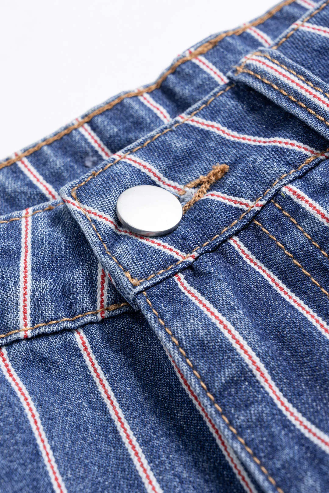 Stripes Print Denim Low Waist Cuffed Jeans sold by Micas product image thumbnail 3