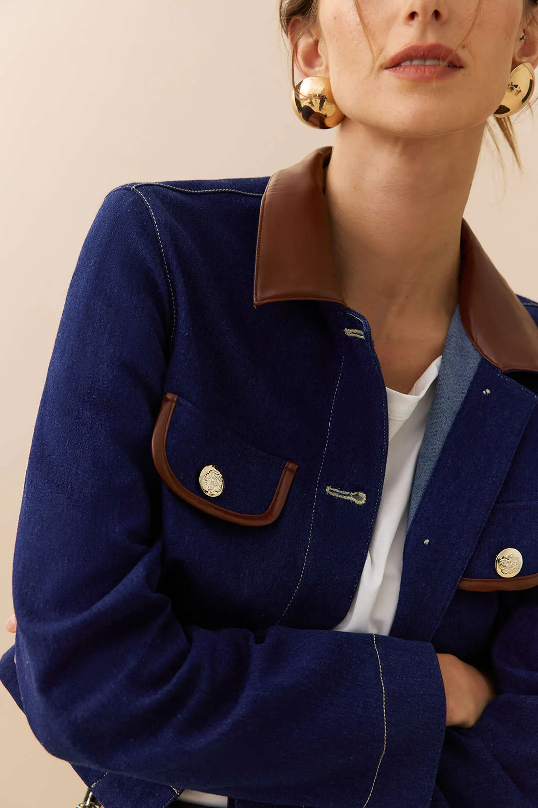 Denim Patchwork Button Pocket Outerwear sold by Micas product image thumbnail 3