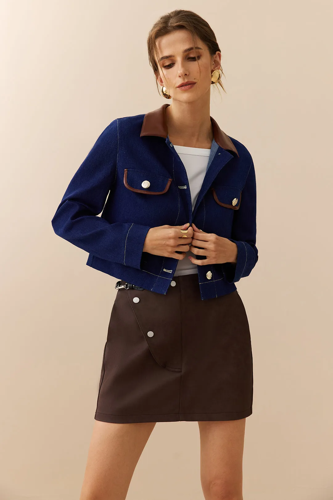 Denim Patchwork Button Pocket Outerwear sold by Micas product image thumbnail 4