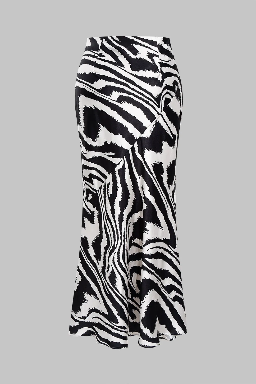 Contrast Abstract Print Satin Ruched Zipper Skirt sold by Micas product image thumbnail 2