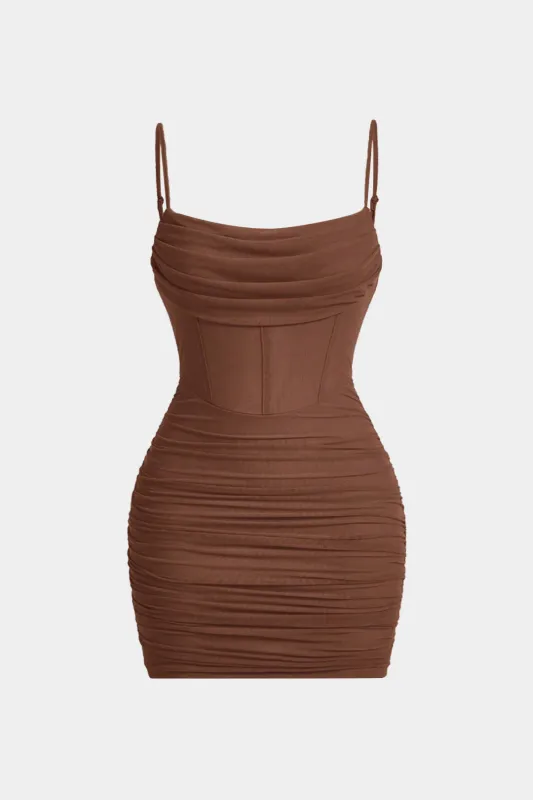 Plus Size Mesh Ruched Corset Slip Sleeveless Mini Dress sold by Micas