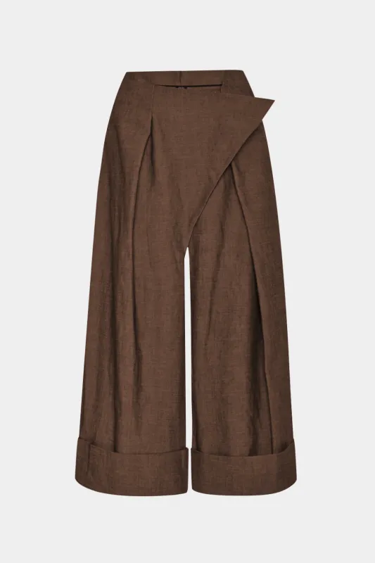 Plus Size Asymmetrical Ruched Wide Leg Trousers sold by Micas