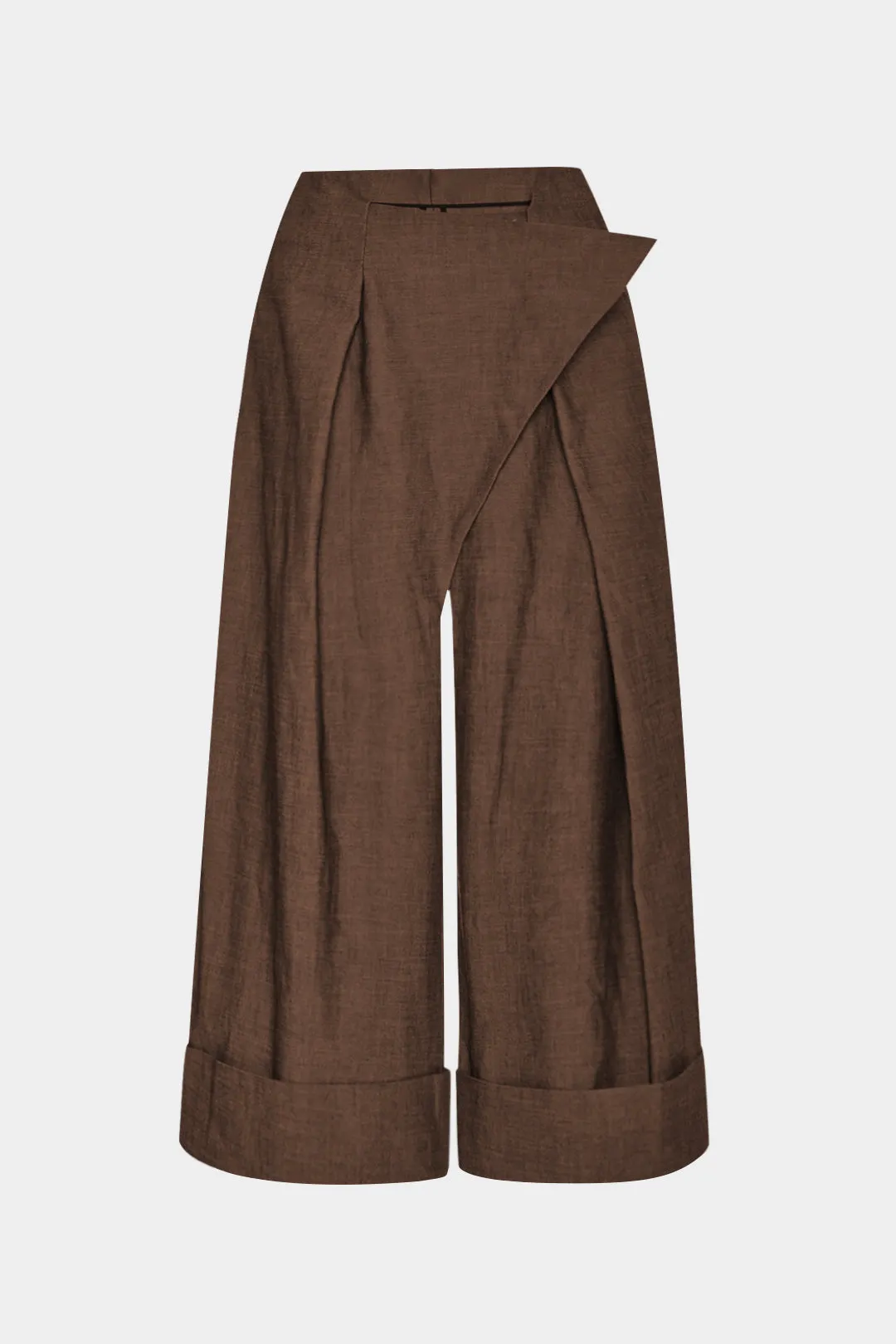 Plus Size Asymmetrical Ruched Wide Leg Trousers sold by Micas