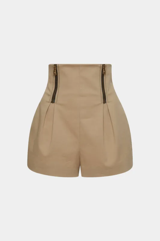 High Waist Ruched Zipper Shorts sold by Micas