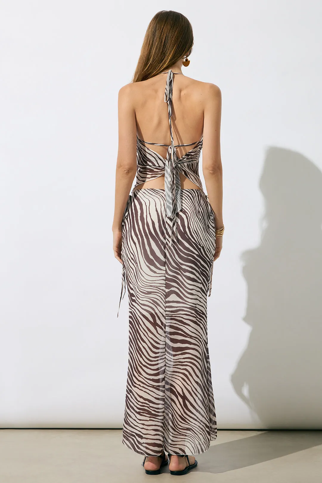 Zebra Stripe Print Chiffon Drawstring Skirt Set sold by Micas product image thumbnail 3