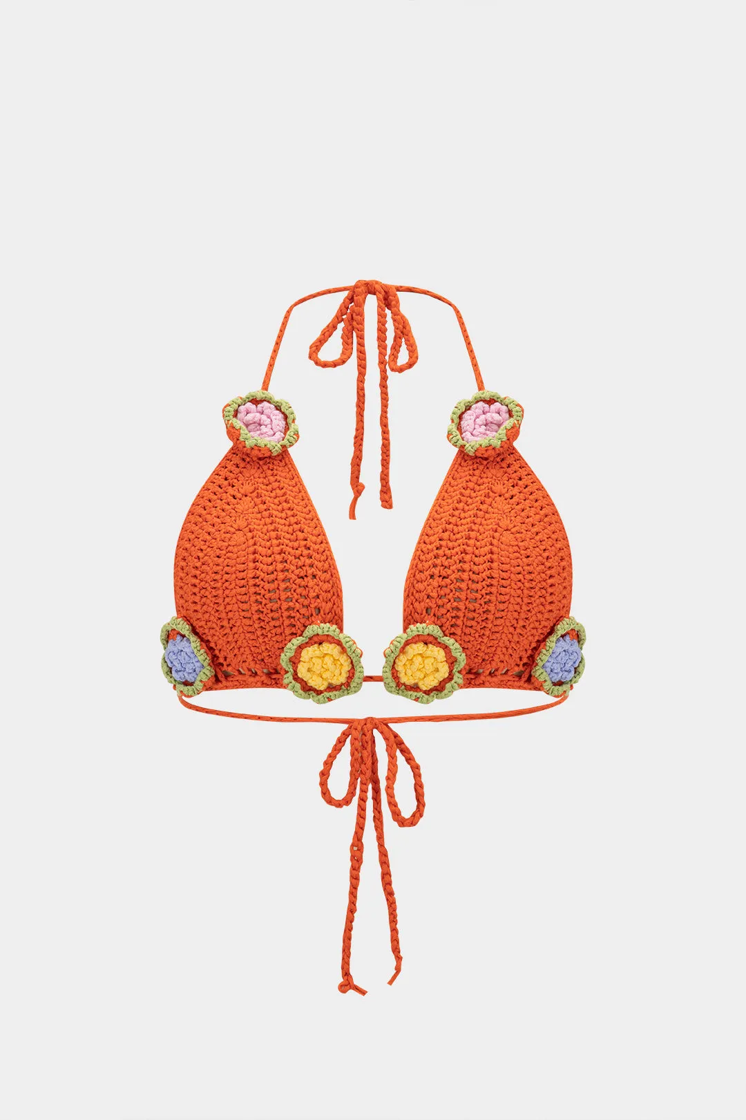 Knit 3D Floral Tie-Up Strappy Backless Cami Top sold by Micas