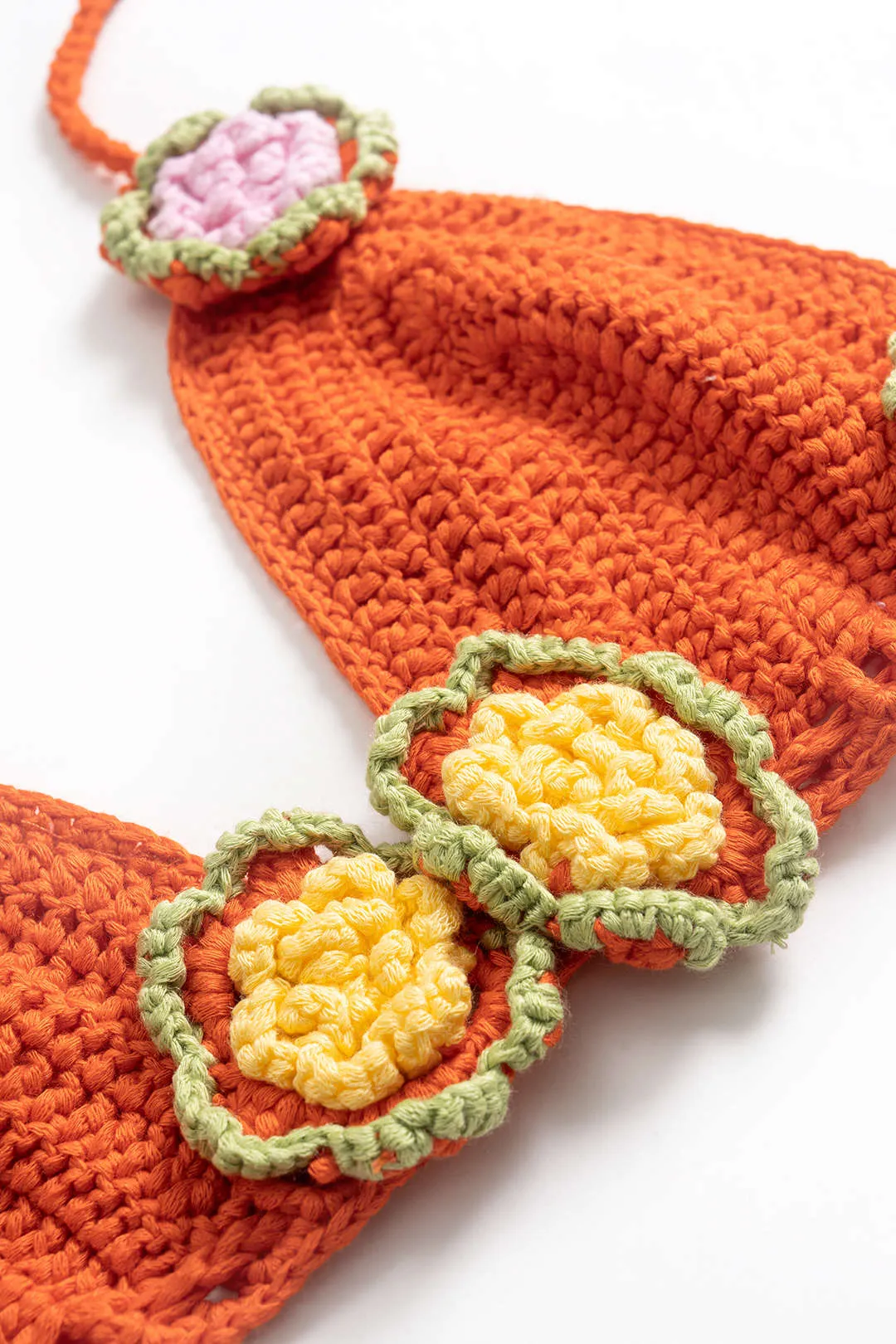 Knit 3D Floral Tie-Up Strappy Backless Cami Top sold by Micas product image thumbnail 3