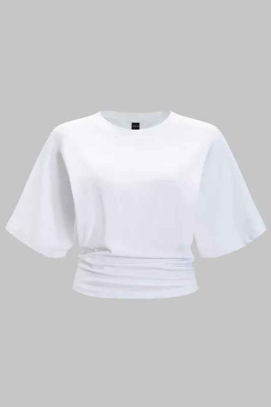Plus Size Solid Round Neck Short Sleeve T-Shirt sold by Micas