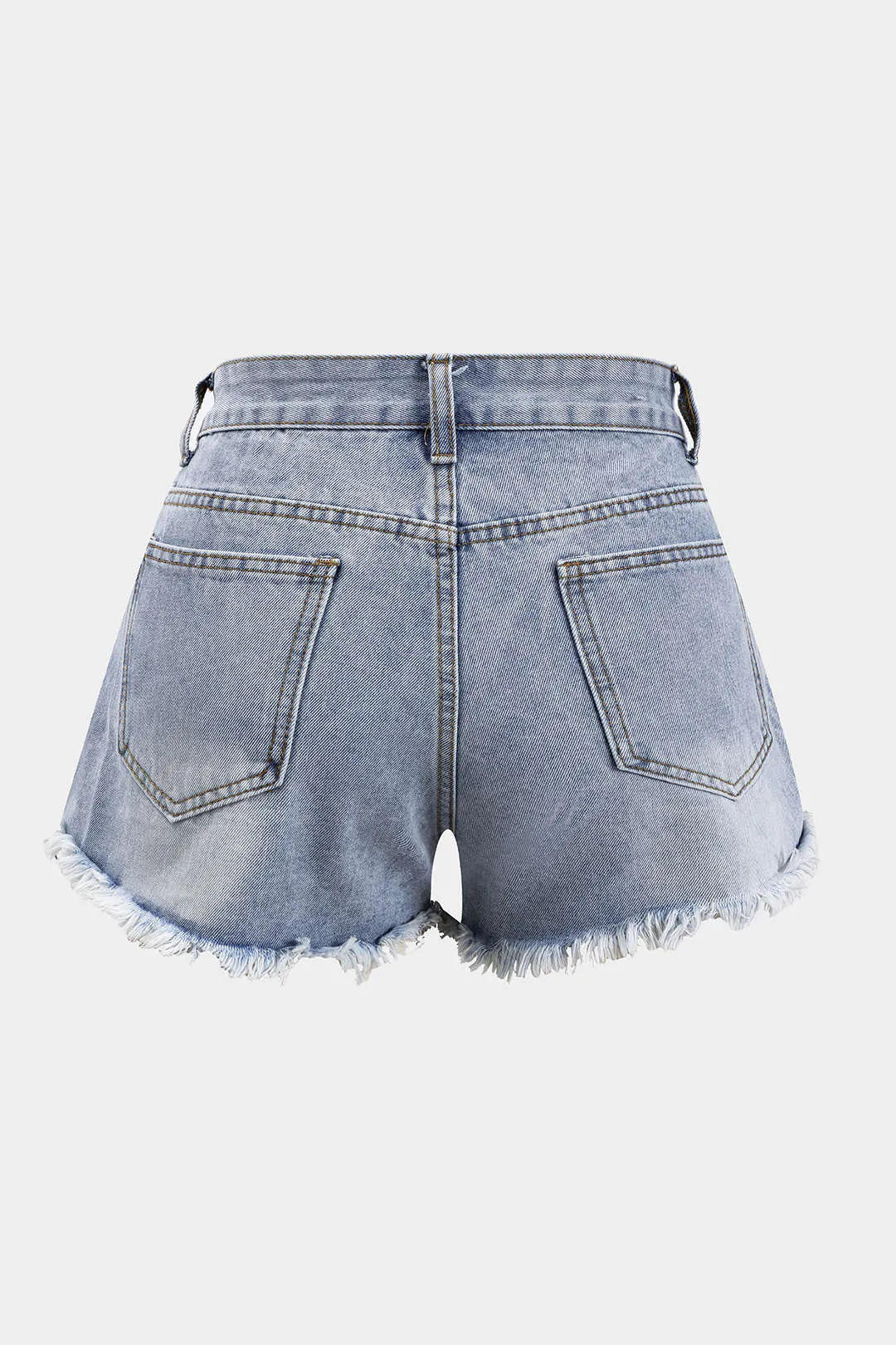 Plus Size High Waist Beaded Denim Shorts sold by Micas product image thumbnail 3