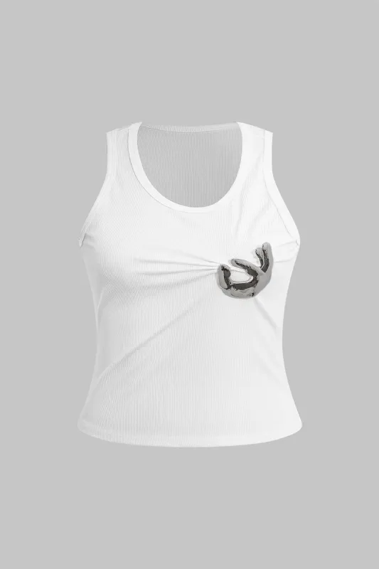 Plus Size Knot Metallic Detail Twist Tank Top sold by Micas