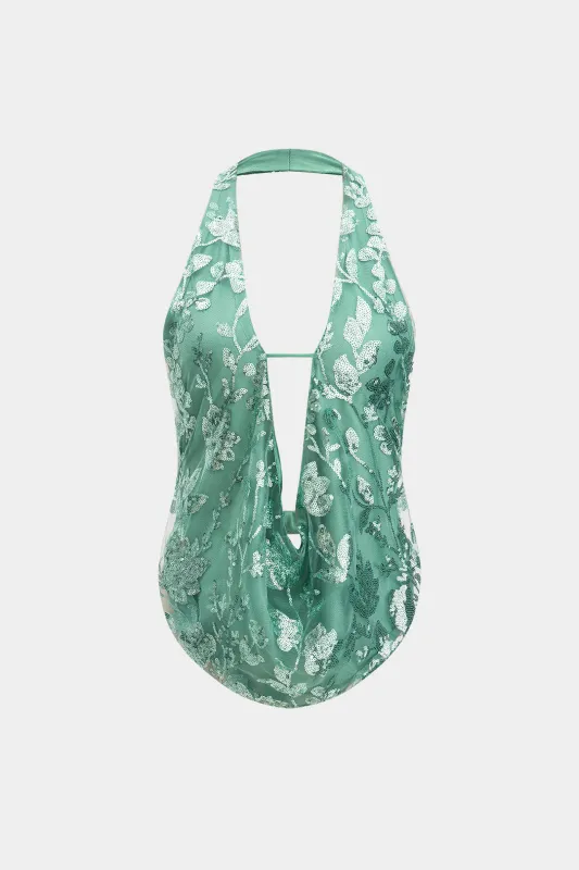 Cut Out Backless Sequin Slip Cami Top sold by Micas