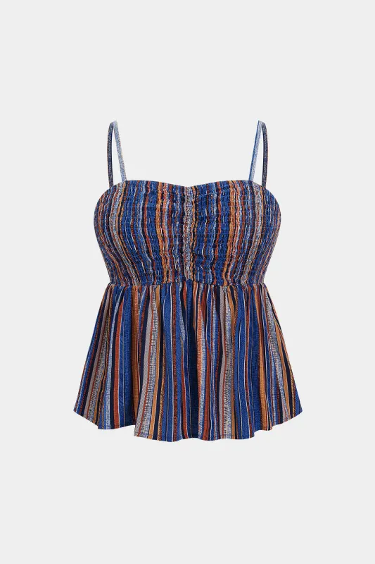 Plus størrelse striber udskriv shireret slip cami top sold by Micas