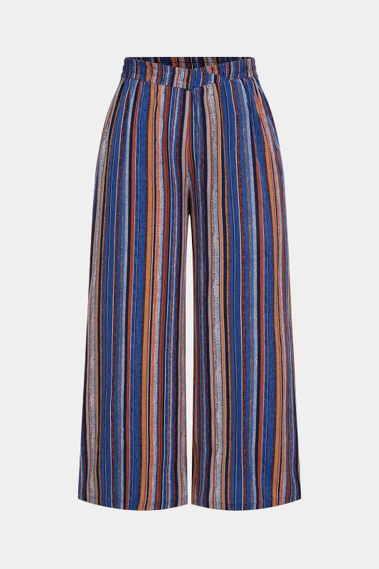 Plus størrelse striber udskriv asymmetriske bukser sold by Micas