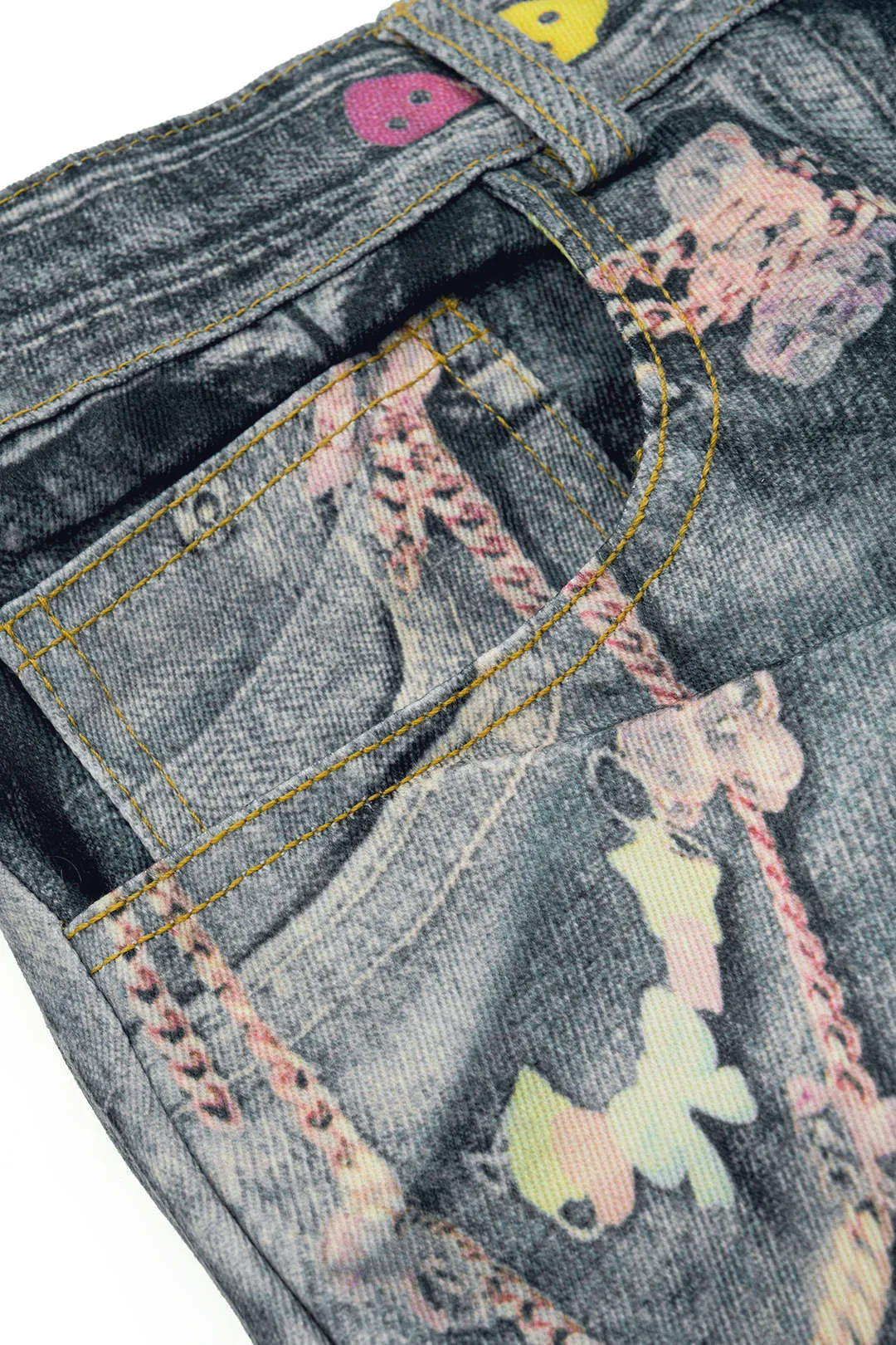 Plus størrelse kæde print denim brede ben shorts sold by Micas product image thumbnail 4