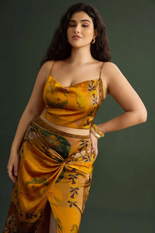 Plus størrelse bohemsk tryk lynlås slip cami top sold by Micas