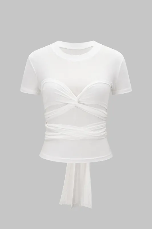 Twist Knot Strappy Short Sleeve T-shirt sold by Micas