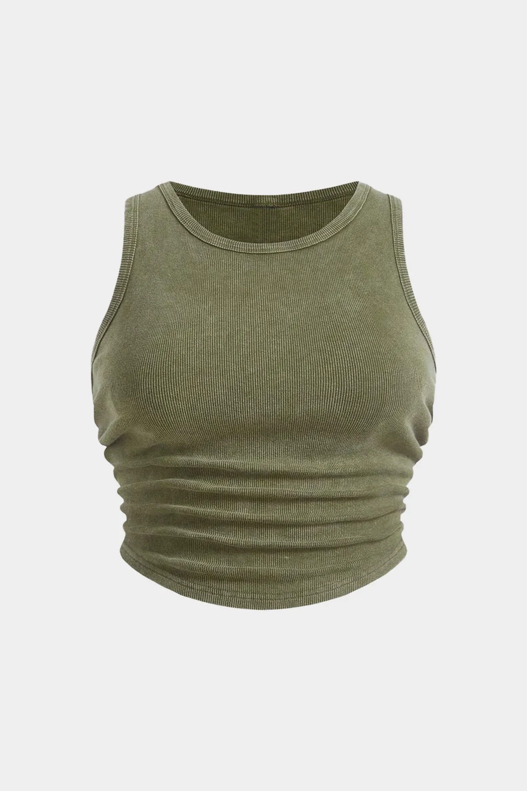 Plus størrelse ruched ærmeløs tank top sold by Micas