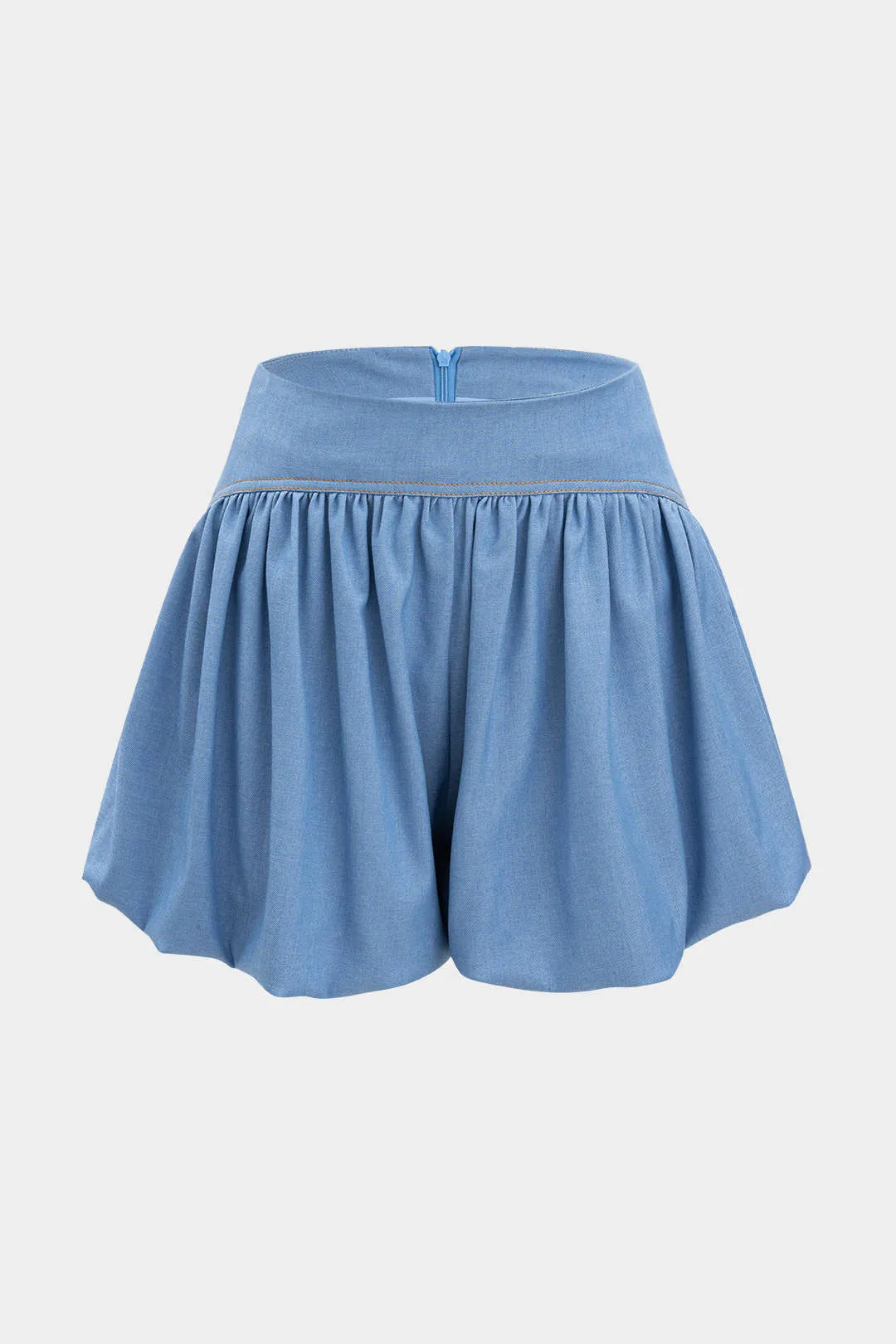 Denim Ruched tank top og lynlås detaljerede shorts sæt sold by Micas product image thumbnail 5