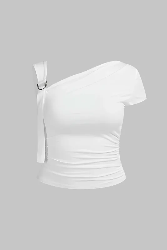 Plus størrelse asymmetrisk kortærmet t-shirt sold by Micas