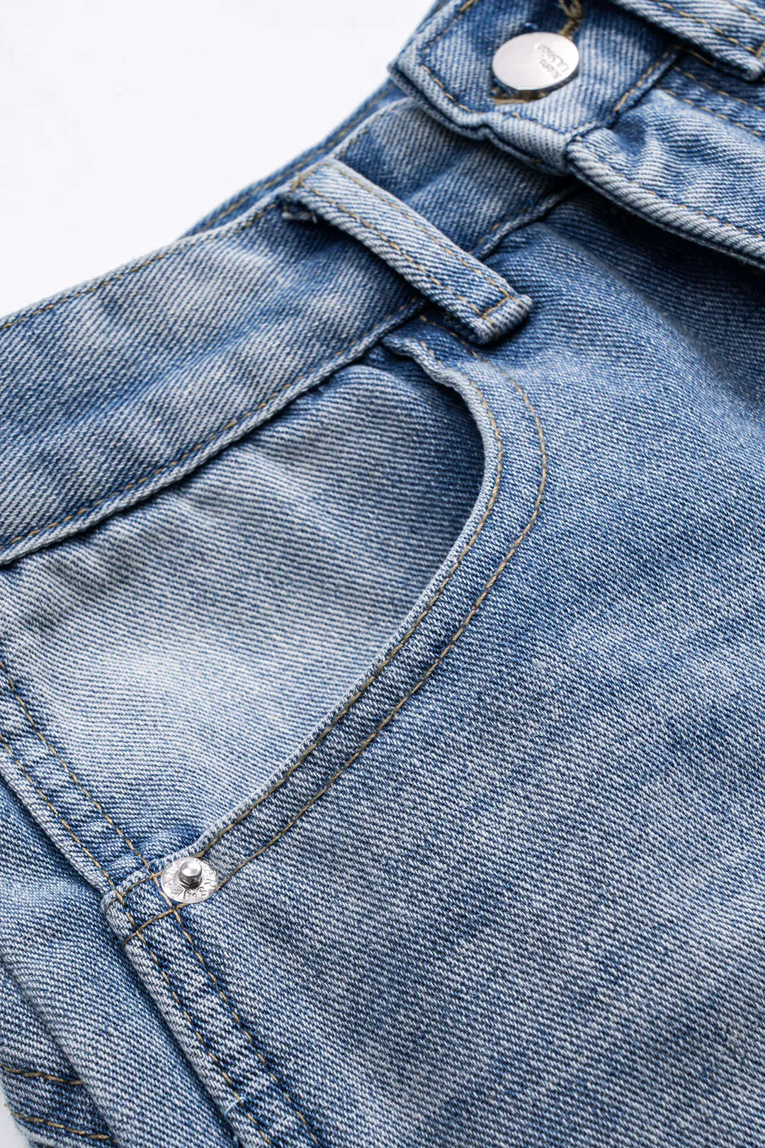 Plus størrelse denim flod flossede patchwork lige ben jeans sold by Micas product image thumbnail 3