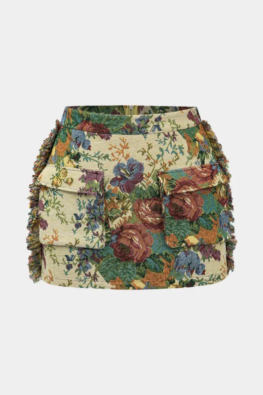 Plus størrelse jacquard flosset lomme nederdel sold by Micas