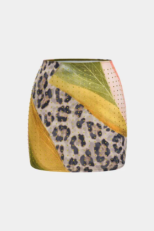 Leopard mønster nitte nederdel sold by Micas