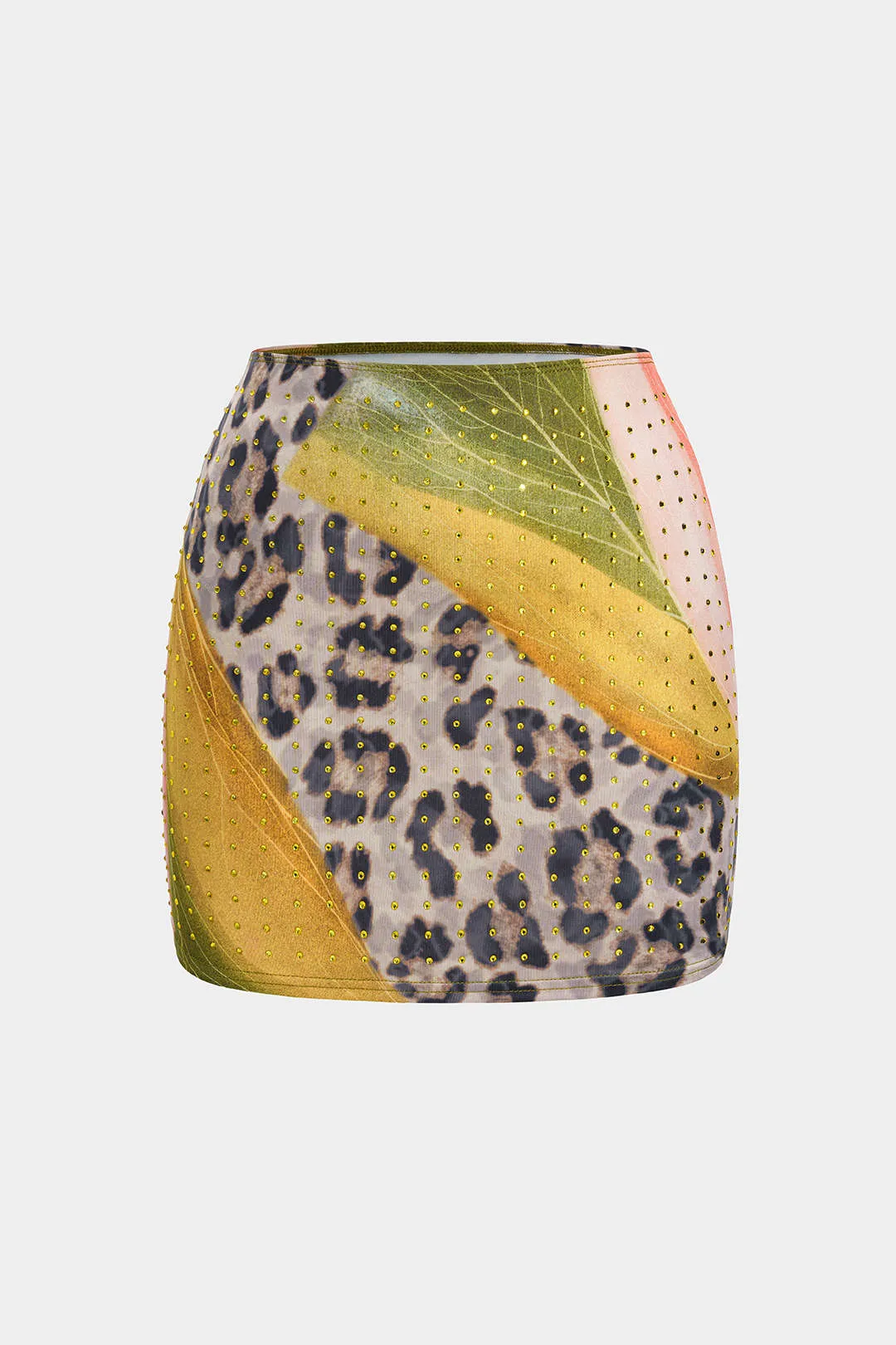 Leopard mønster nitte nederdel sold by Micas