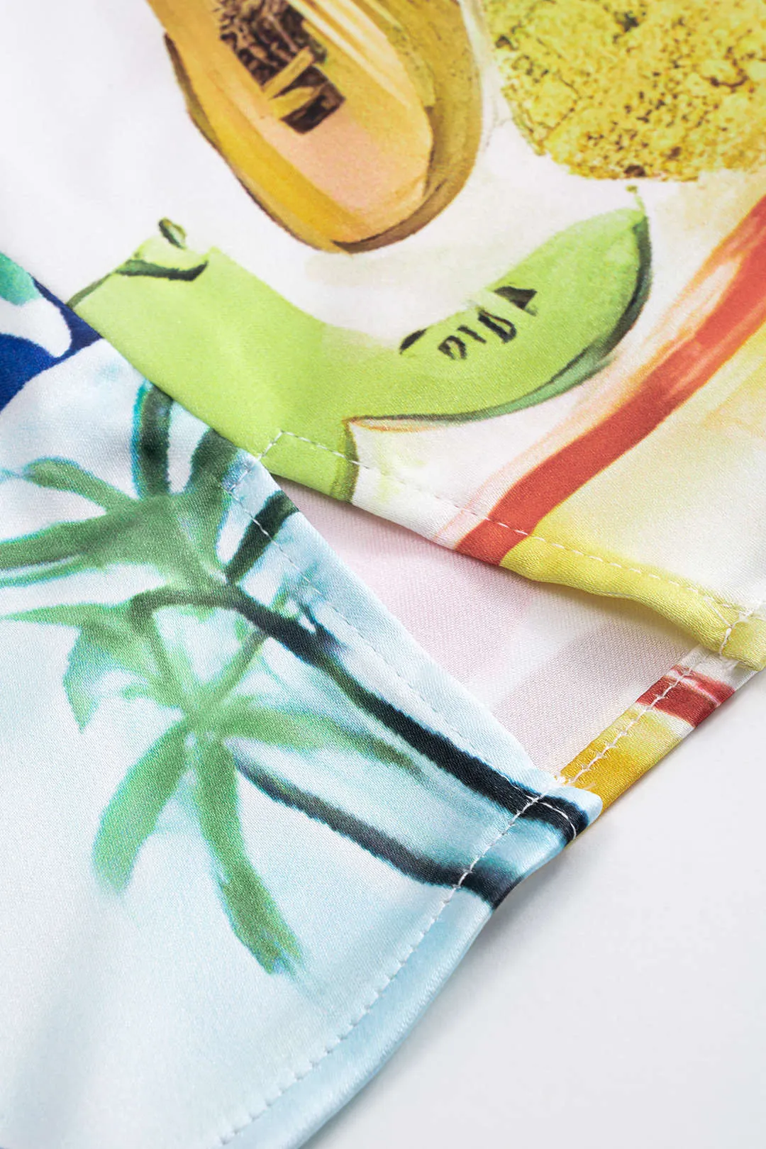 Plus størrelse satin pop kunst mønster lynlås høj talje split nederdel sold by Micas product image thumbnail 5