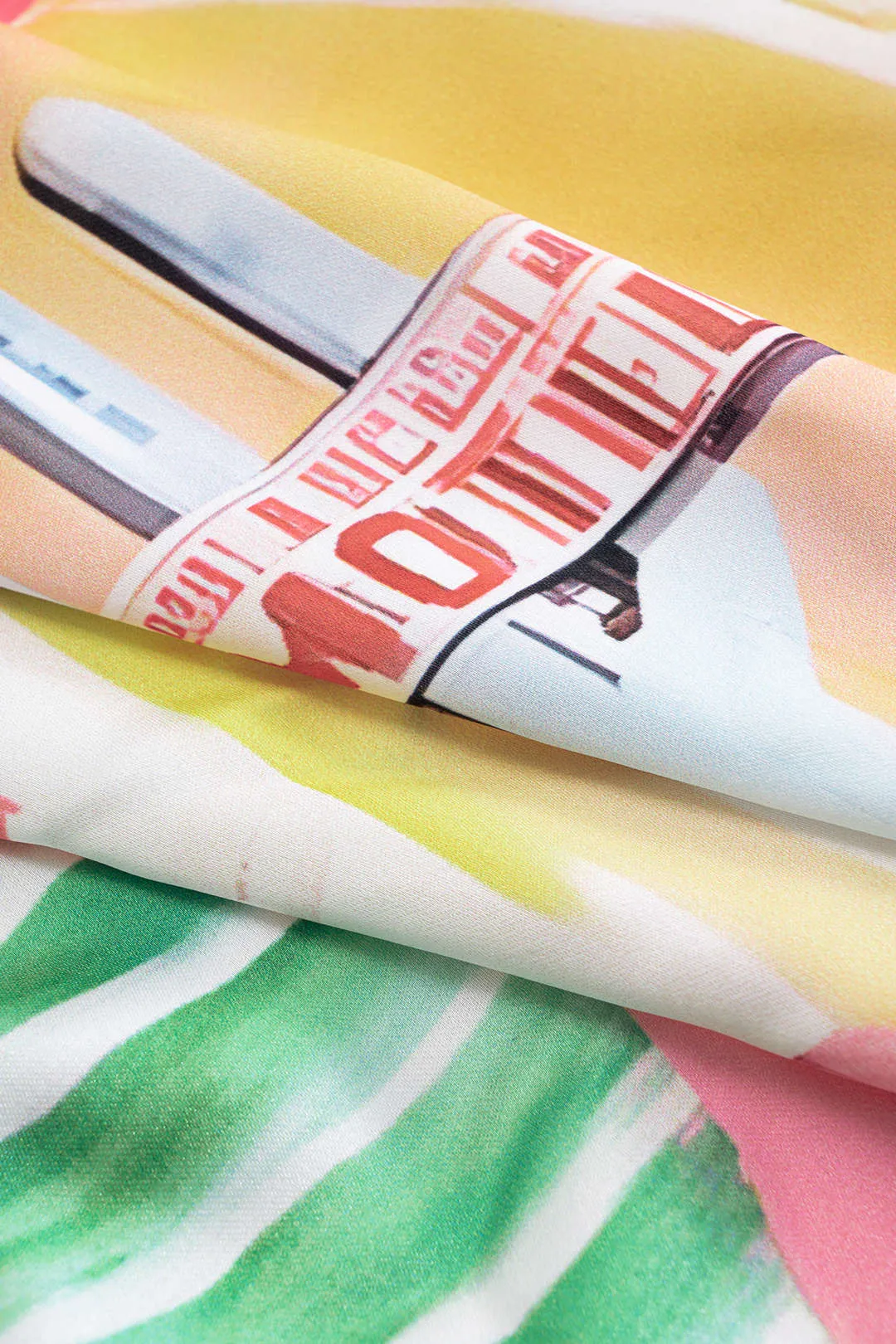 Plus størrelse satin pop kunst mønster lynlås høj talje split nederdel sold by Micas product image thumbnail 3